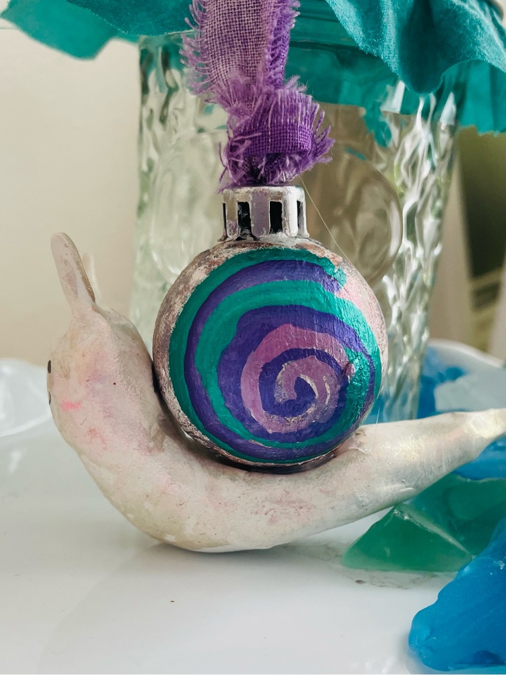 Clay snail ornament